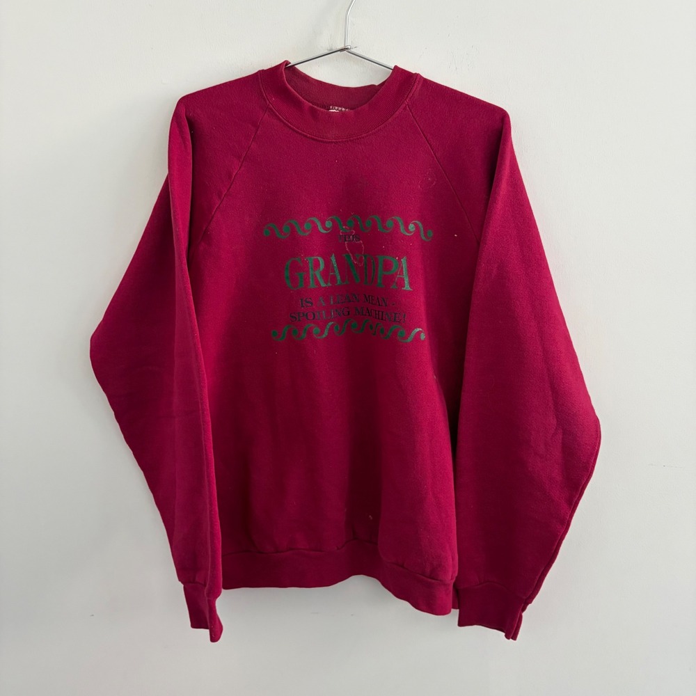 Vintage Fruit of the Loom Grandpa Spoiling Machine Sweatshirt XL Burgundy